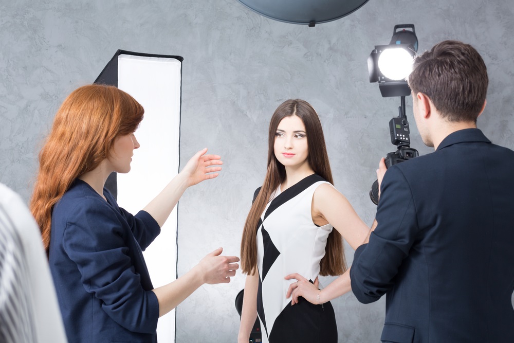 Aspiring model walking the runway at a casting call.